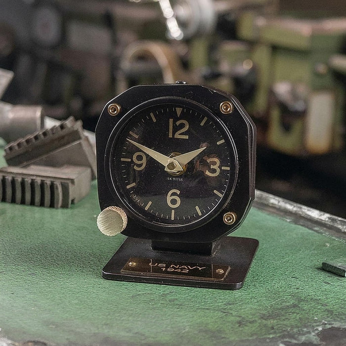 Navy Flight Table Clock Black